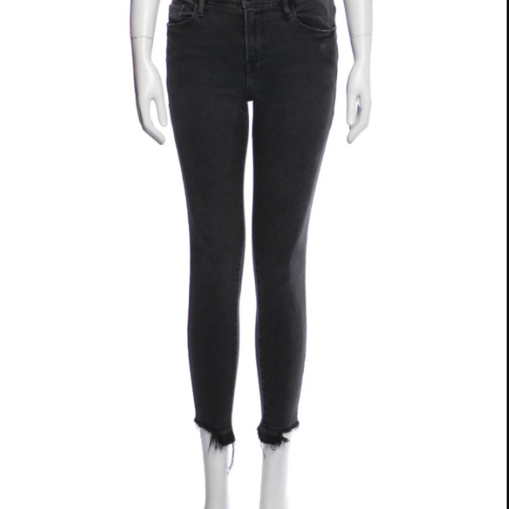 FRAME Faded Black Cropped Frayed Le Skinny de Jeanne 28